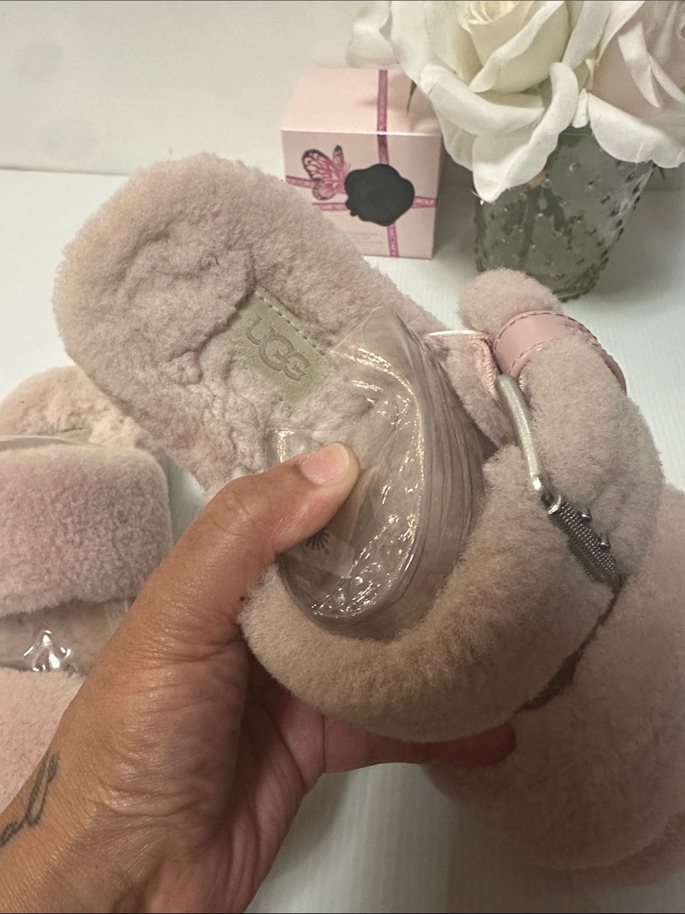 UGG Blush Pink Shearling Slide Slippers